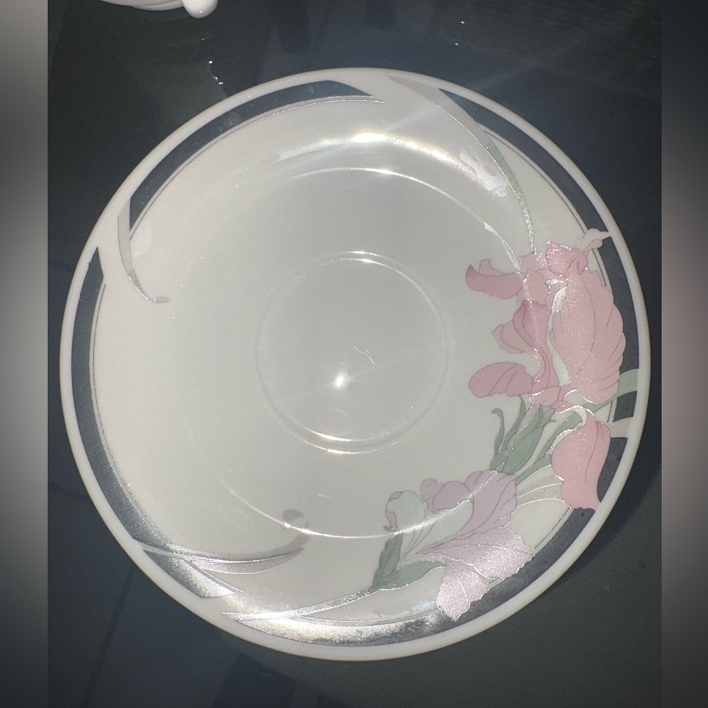 VINTAGE Pink orchid Coffee Set with black Accents - Picture 4 of 13